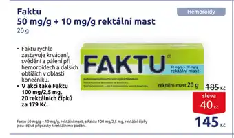 Faktu 50 mg/g + 10 mg/g, rektální mast 20 g