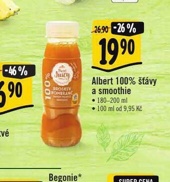 Albert Albert 100% šťávy a smoothie nabídka