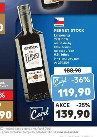 Kaufland Fernet stock nabídka
