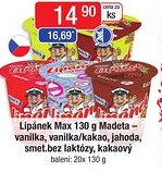 Qanto Lipánek Max 130 g Madeta - vanilka, vanilka/kakao, jahoda, smet.bez laktózy, kakaový nabídka