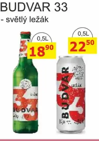BENE Nápoje BUDVAR 33 nabídka