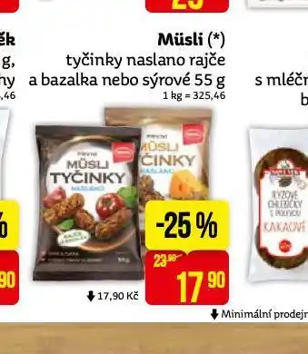 Teta Müsli tyčinky naslano rajče a bazalka nebo sýrové nabídka