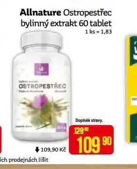 Teta Allnature ostropestřec bylinný exktrakt nabídka