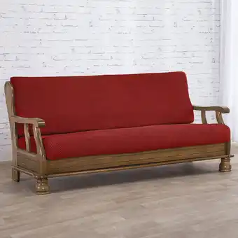 Decodoma Super strečové potahy NIAGARA cihlová, trojkřeslo s dřevěnými rukojeťmi (š. 160 - 200 cm) nabídka