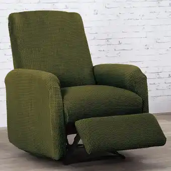 Super strečové potahy NIAGARA zelená, relaxační křeslo ( š. 70 - 90 cm)