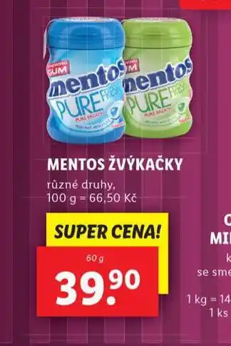 Lidl Mentos žvýkačky nabídka
