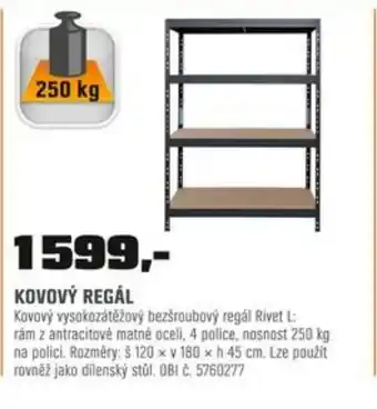 OBI KOVOVÝ REGÁL nabídka