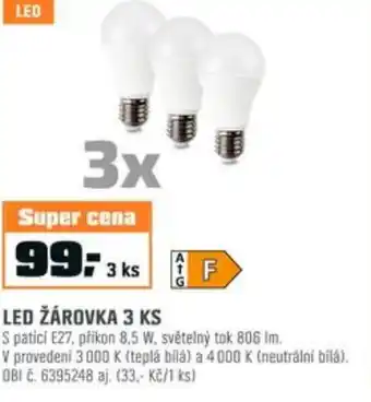 OBI LED ŽÁROVKA 3 KS nabídka