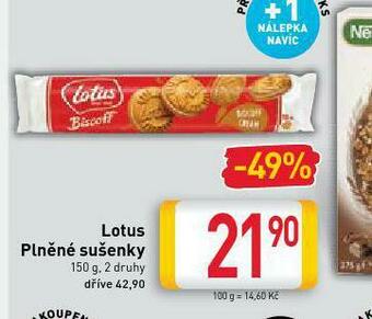 Billa Lotus plněné sušenky nabídka