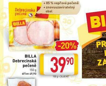 Billa Billa debrecínská pečeně nabídka
