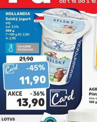 Kaufland Hollandia selský jogurt nabídka