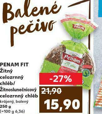 Kaufland Penam fit žitný celozrnný chléb nabídka