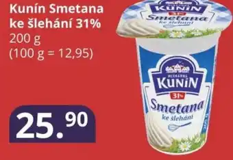 Potraviny CZ Kunín Smetana ke šlehání 31% nabídka