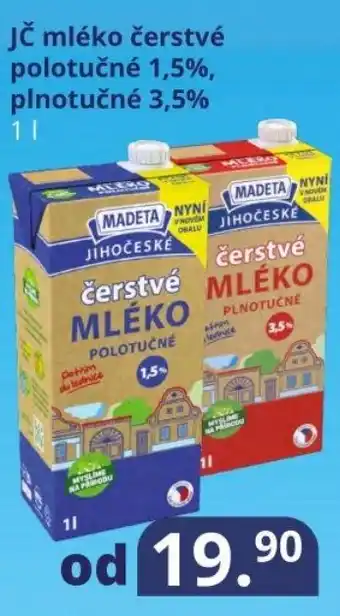 Potraviny CZ Jč mléko čerstvé polotučné 1,5%, plnotučné 3,5% 1L nabídka