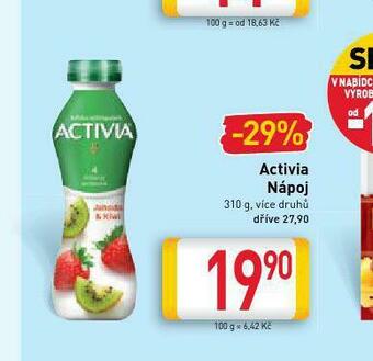 Billa Activia nápoj nabídka