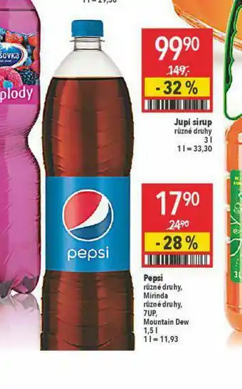 Globus Pepsi, 7up. mirinda nabídka