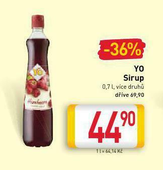 Billa Yo sirup nabídka