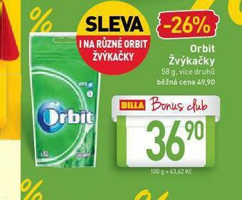 Billa Orbit žvýkačky nabídka