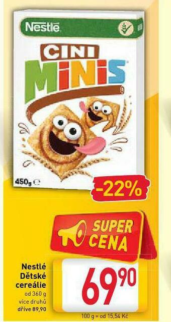 Billa Nestlé dětské cereálie nabídka