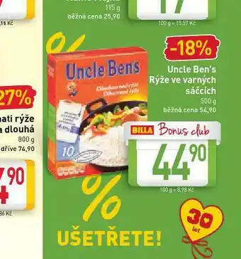 Billa Uncle ben´s rýže ve varných sáčcích nabídka