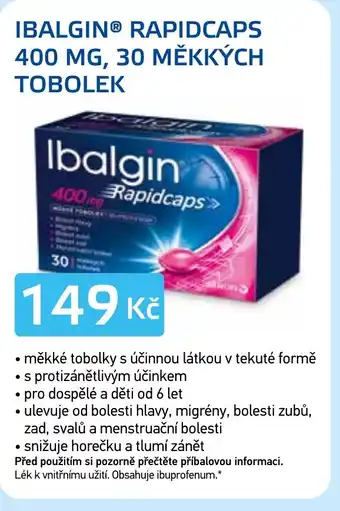 Lékárna AGEL IBALGIN RAPIDCAPS 400 MG, 30 MĚKKÝCH TOBOLEK nabídka