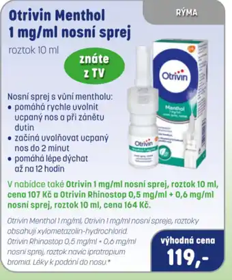 Otrivin Menthol 1 mg/ml nosní sprej