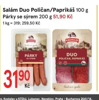Žabka Salám Duo Poličan/Paprikáš 100 g nabídka