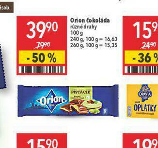 Globus Orion čokoláda nabídka