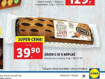 Lidl Závin s 50% náplně nabídka