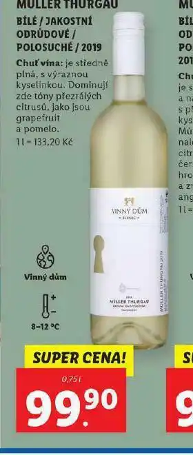 Lidl Víno müller thurgau nabídka
