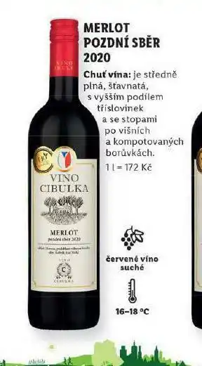 Lidl Merlot pozdní sběr 2020 nabídka
