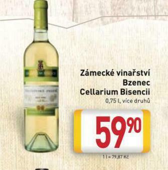Billa Zámecké vinařství bzenec cellarium bisencii nabídka