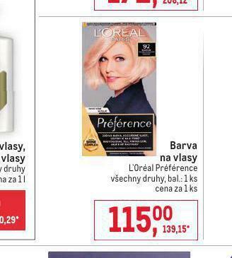 Makro Loreal barva na vlasy nabídka