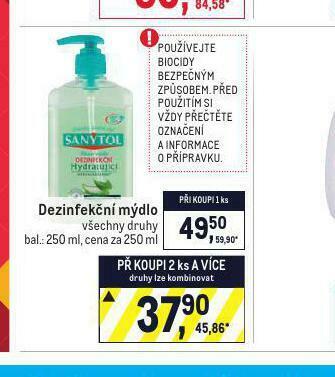Makro Sanytol dezinfekční mýdlo nabídka