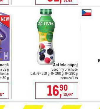 Makro Activia nápoj nabídka
