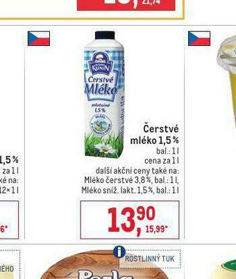 Makro Čerstvé mléko 1,5% nabídka