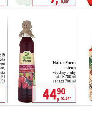Makro Natur farm sirup nabídka