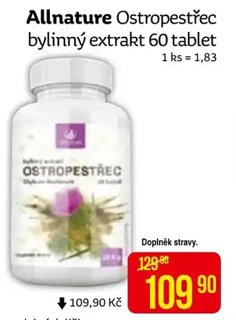 Teta Allnature Ostropestřec bylinný extrakt 60 tablet nabídka
