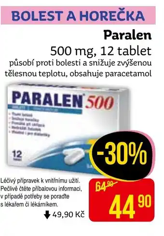Teta Paralen 500 mg, 12 tablet nabídka