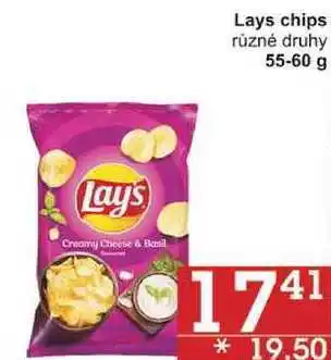 Jip Lays chips různé druhy, 55-60 g nabídka
