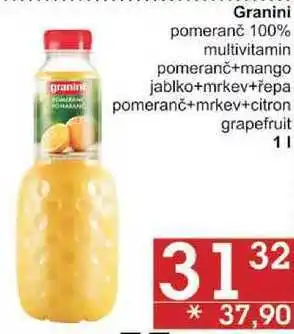 Jip Granini pomeranč 100%, 1 l nabídka