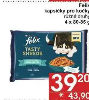 Felix kapsičky pro kočky různé druhy, 4 x 80-85 g