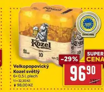 Billa Velkopopovický Kozel světlý 6x 0,5 l, plech nabídka