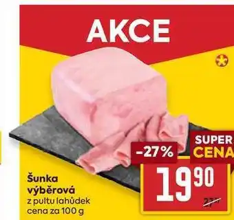 Billa Šunka výběrová z pultu lahůdek cena za 100 g nabídka