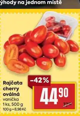 Billa Rajčata cherry oválná vanička 1ks, 500 g nabídka