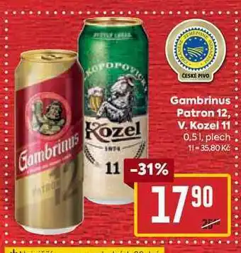 Billa Gambrinus Patron 12 0,5l, plech nabídka
