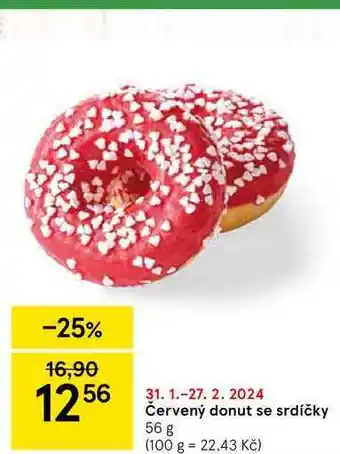 Tesco Červený donut se srdíčky nabídka