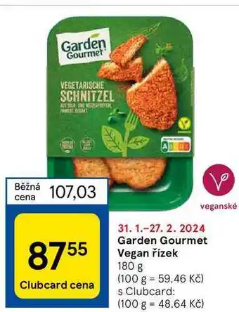 Tesco Garden Gourmet Vegan řízek nabídka