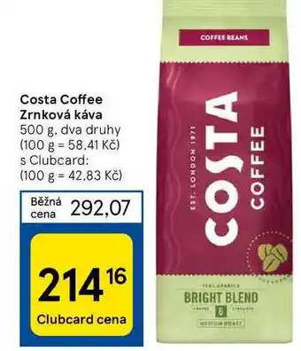 Tesco Costa Coffee Zrnková káva nabídka