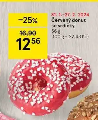 Tesco Červený donut se srdíčky nabídka